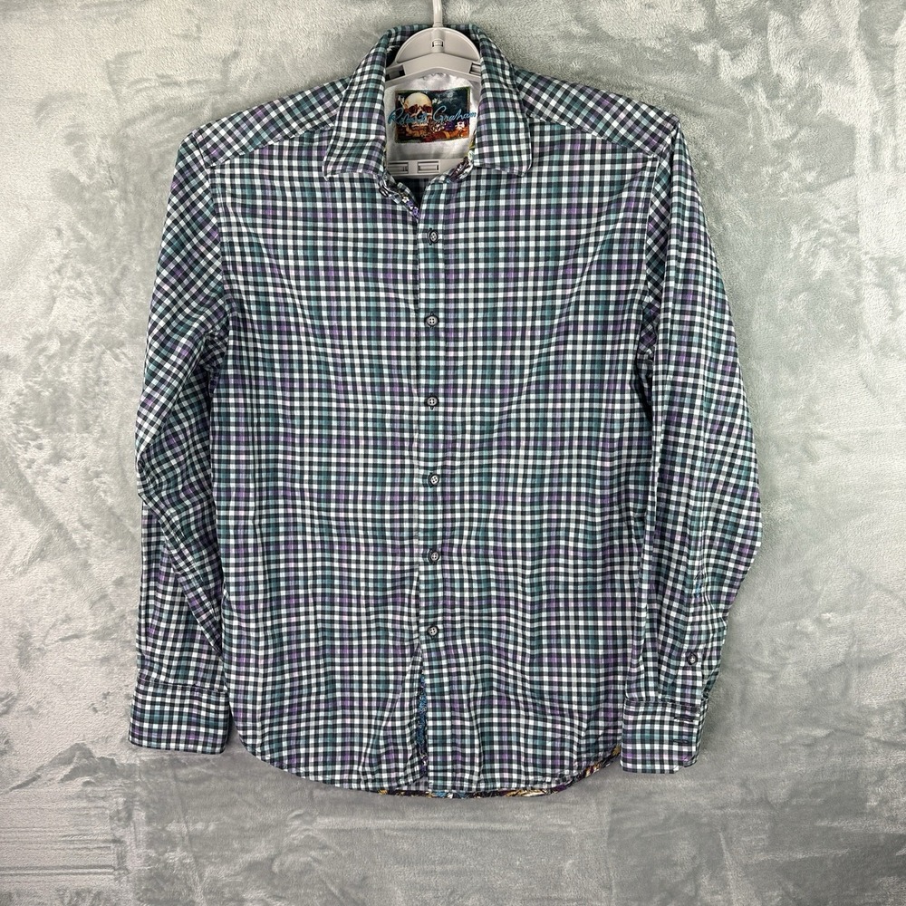 Robert‎ Graham Classic Fit Button Up Shirt Mens M Plaid Purple Blue